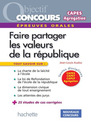 cover image of Les valeurs de la République aux concours--Epreuve orale de mise en situation professionnelle